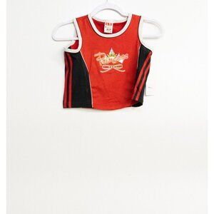 LT Kids Girls Orange Black Polycotton Jersey Tank Princess Embroidery Size 8